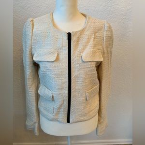 Tweed jacket with metallic thread